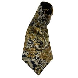 Vito Rufolo Mens Silk Tie Olive Green Gold Paisley Floral Hand Made Italy Nectie